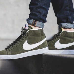 green suede nike high tops
